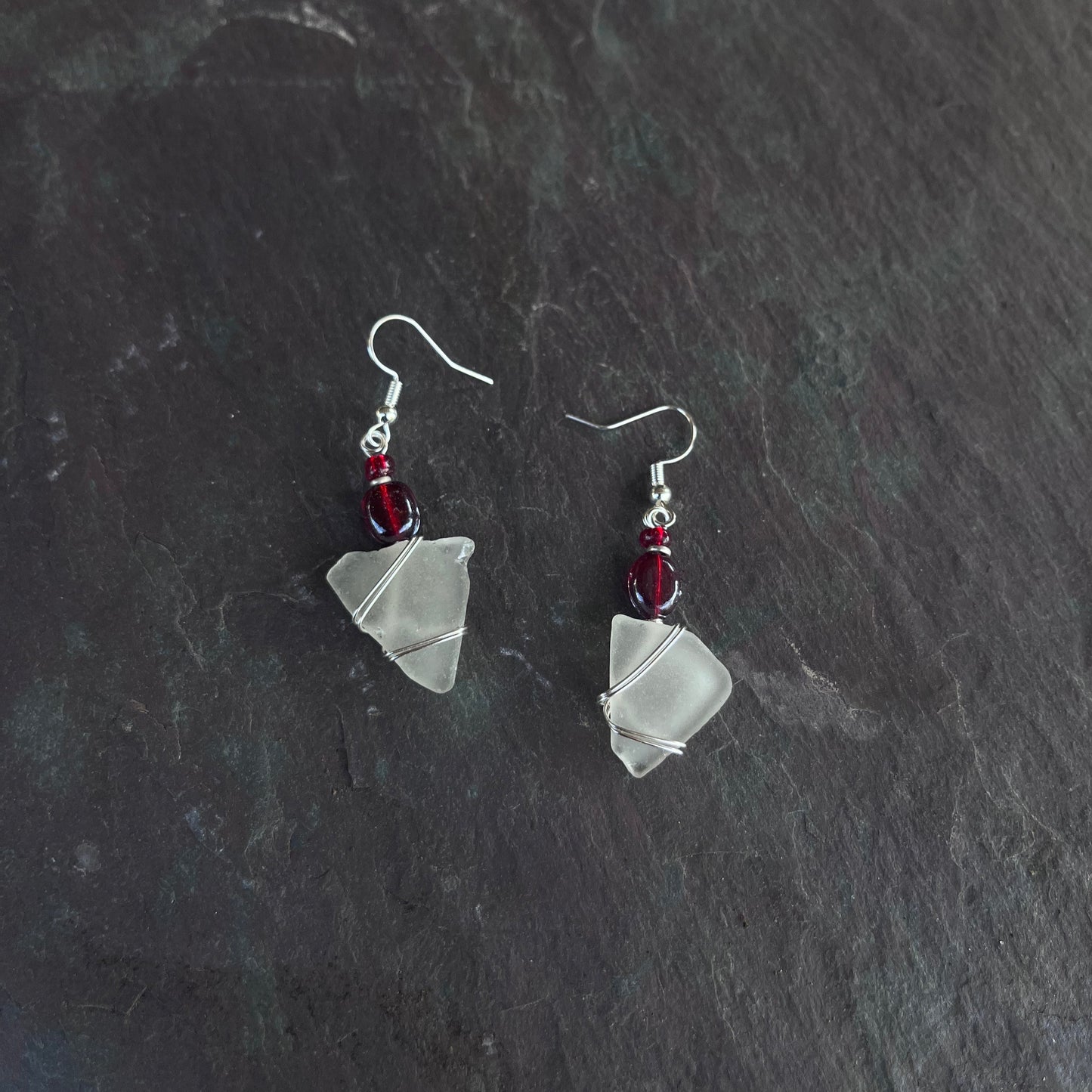 White Seaglass with Red