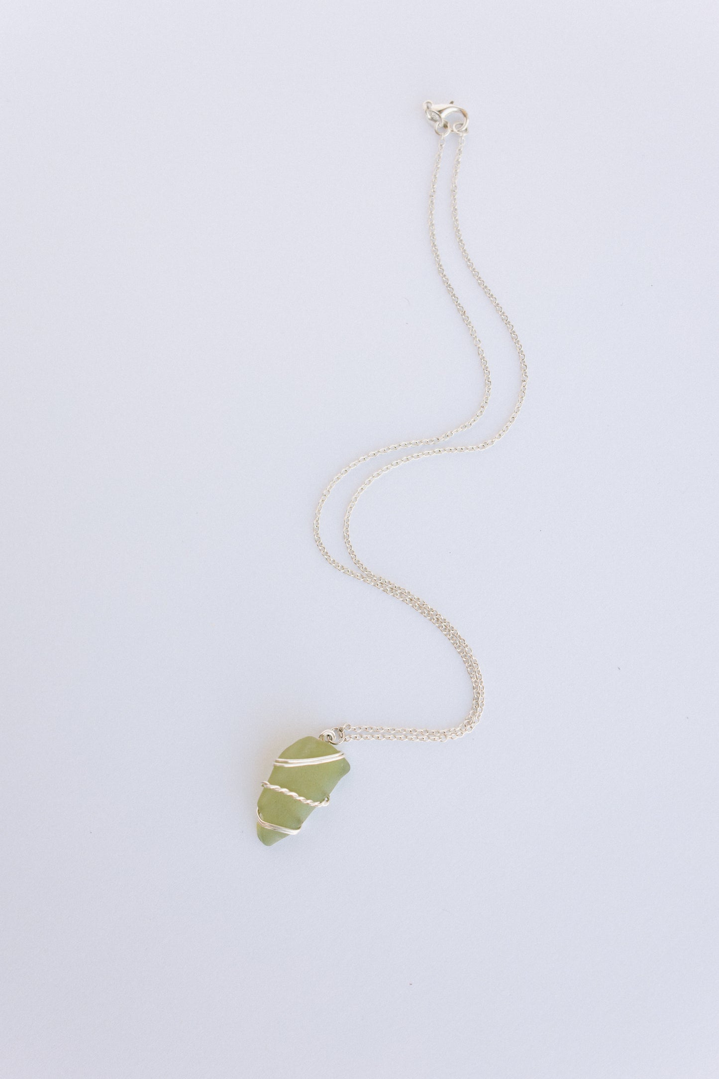 Silver and Light Green Necklace