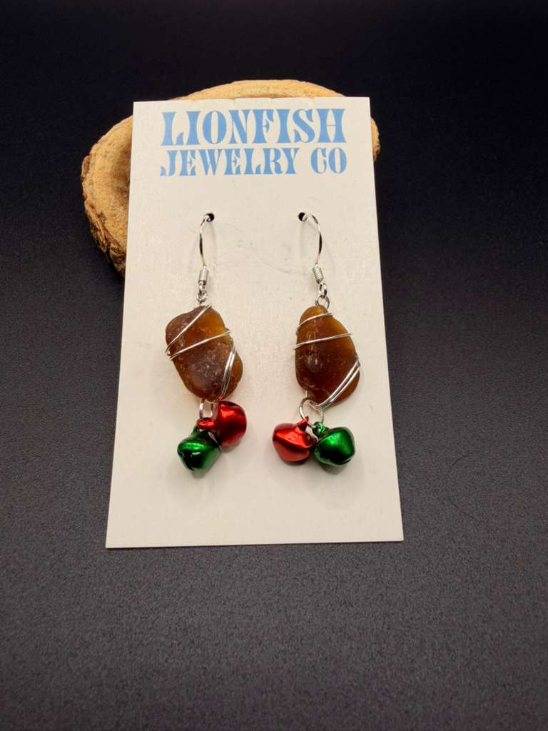 Silver Jingle Bells Brown Glass