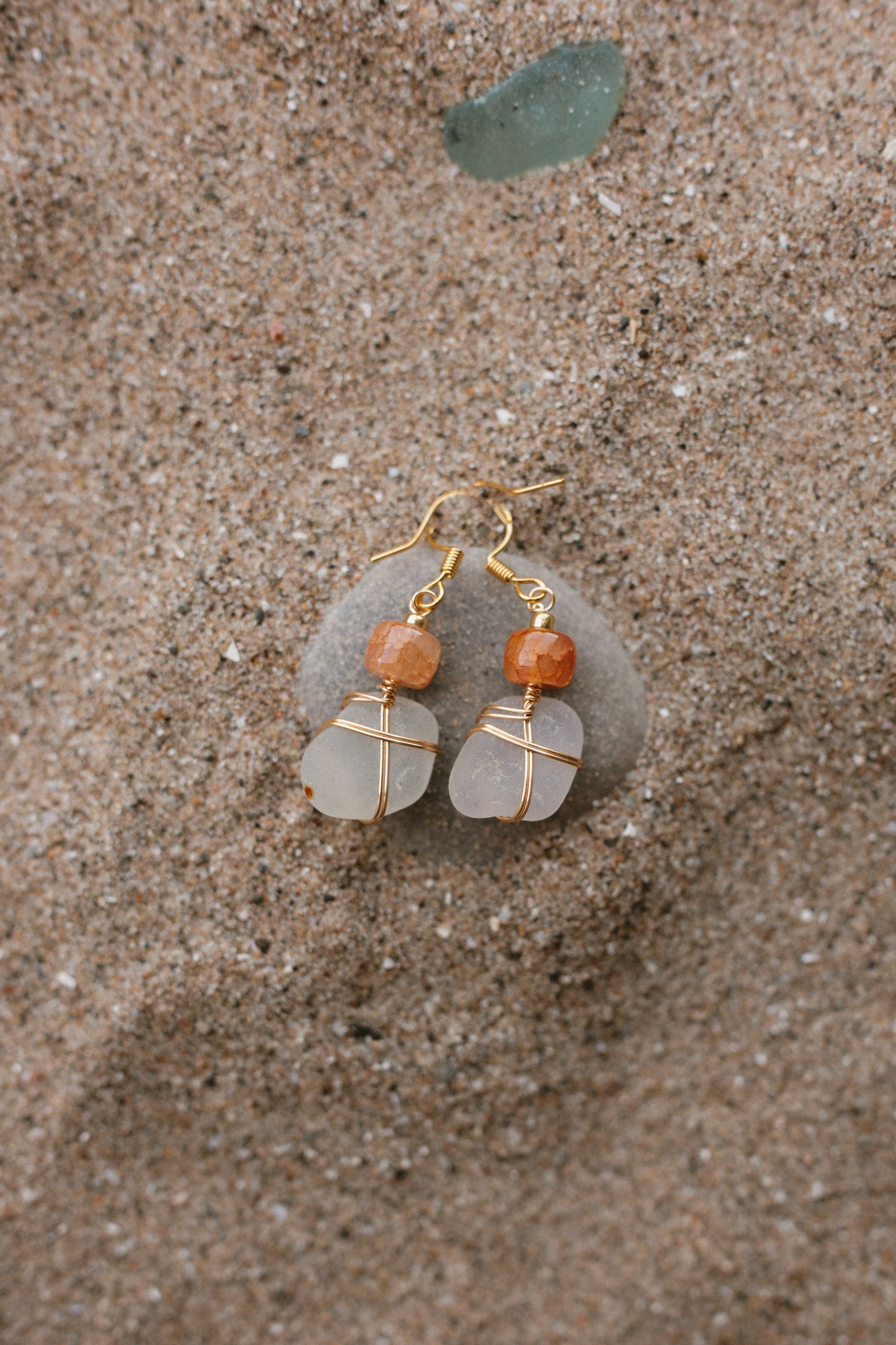 Gold Natural Seaglass Earrings
