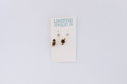Silver Large Hoops with Brown Glass