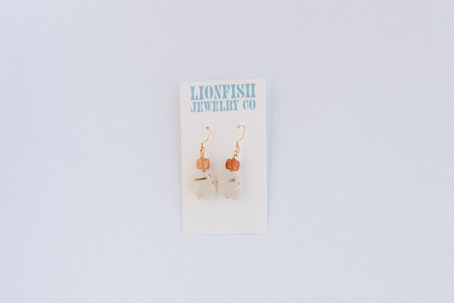 Gold Natural Seaglass Earrings