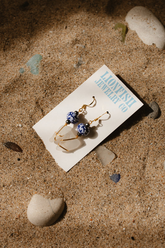 Gold and Blue Earrings