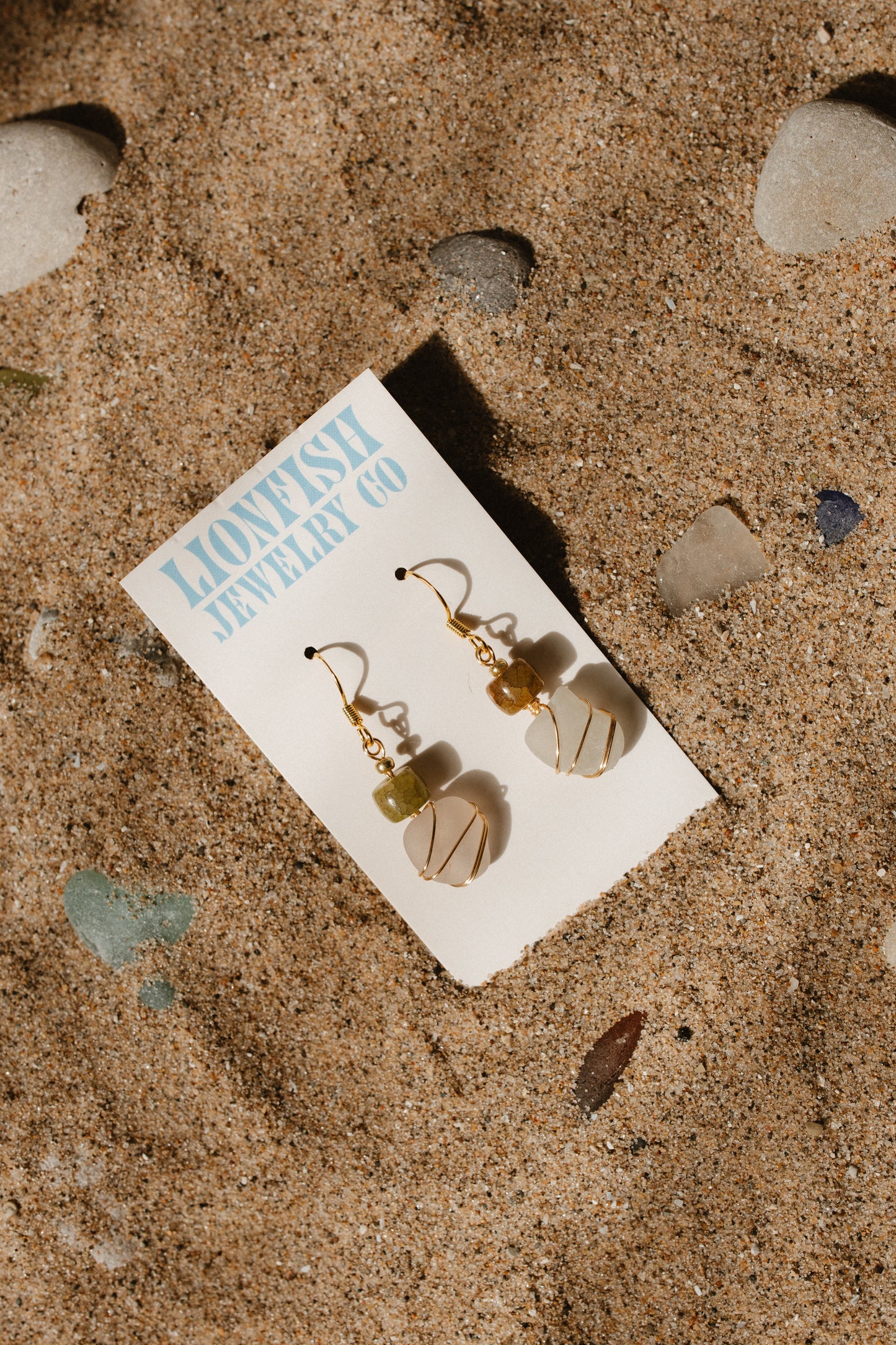 Gold Natural Seaglass Earrings