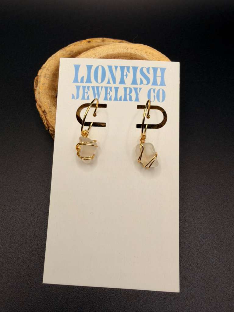 White and Gold Small Hoops