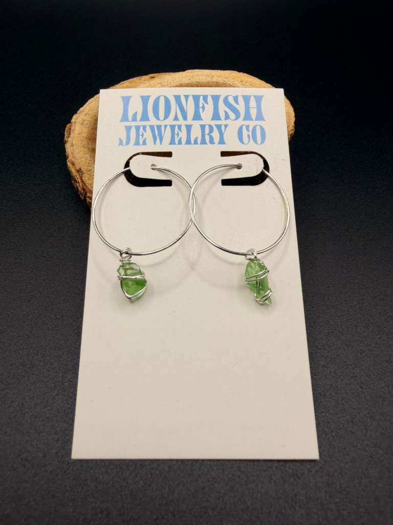 Large Green and Silver Hoops