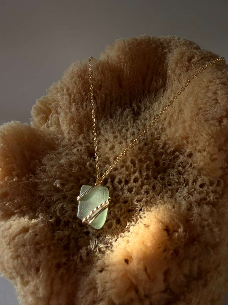 Seafoam Green and Gold Necklace